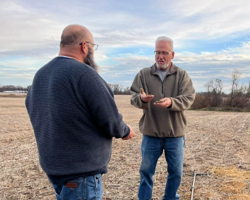 Bill Hartsuff explaining soil findings on-site