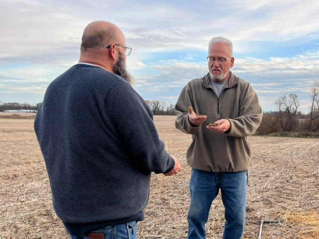 Bill explaining soil composition during an evaluation